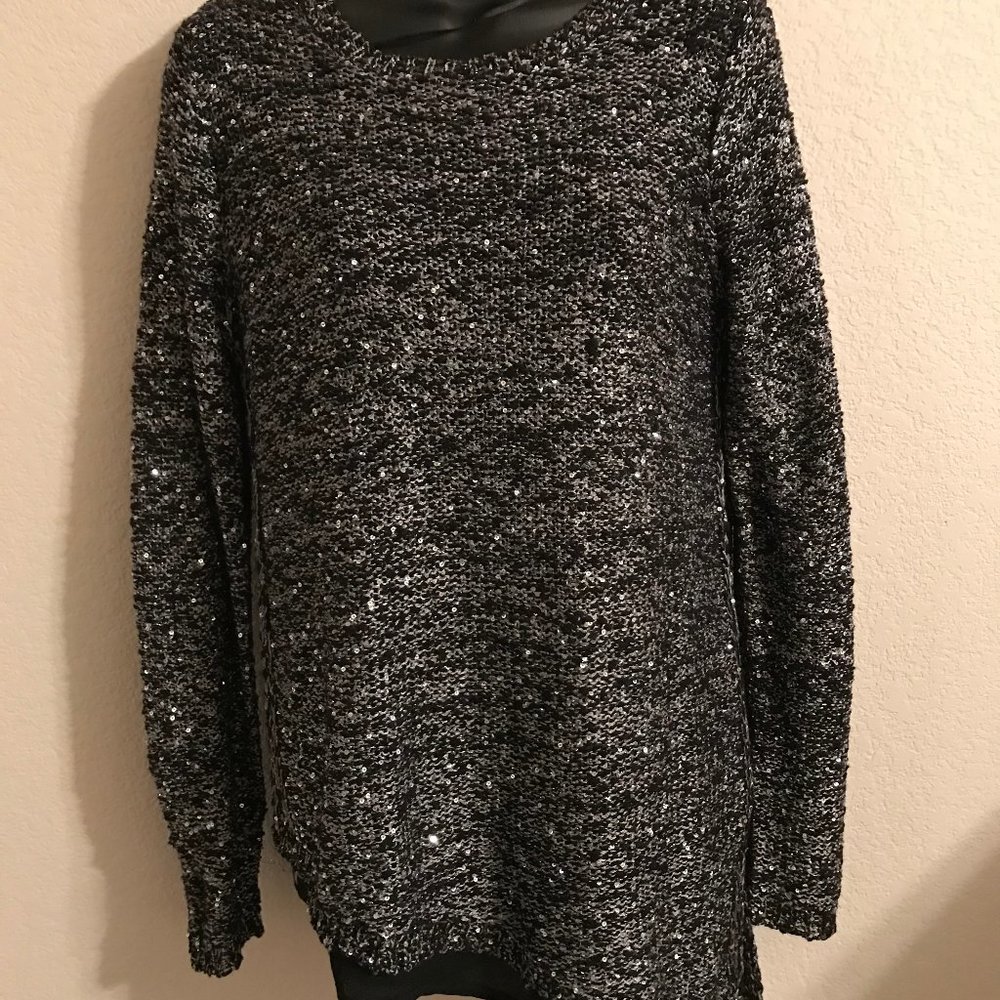 Black and Silver Shimmery Long Sweater